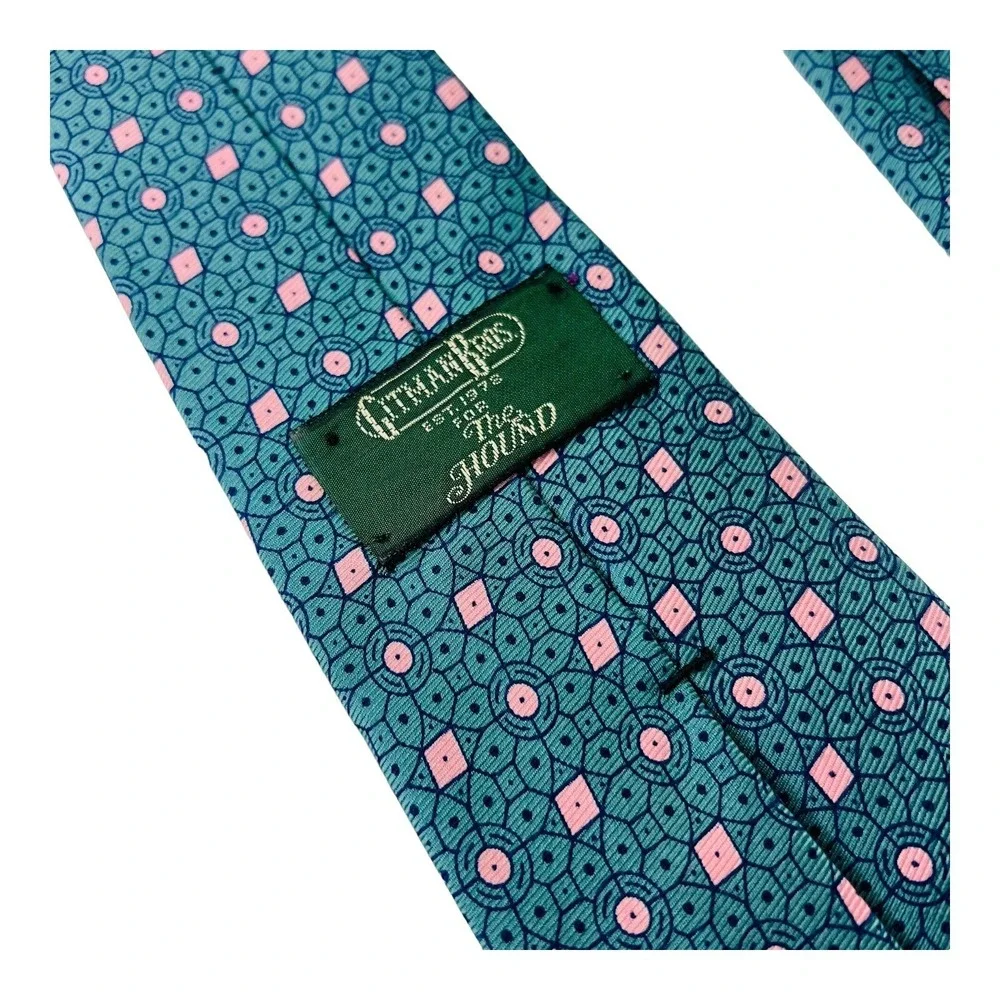 Gitman Bros for The Hound Blue & Pink Floral Pure Silk Neck Tie Size 3.5